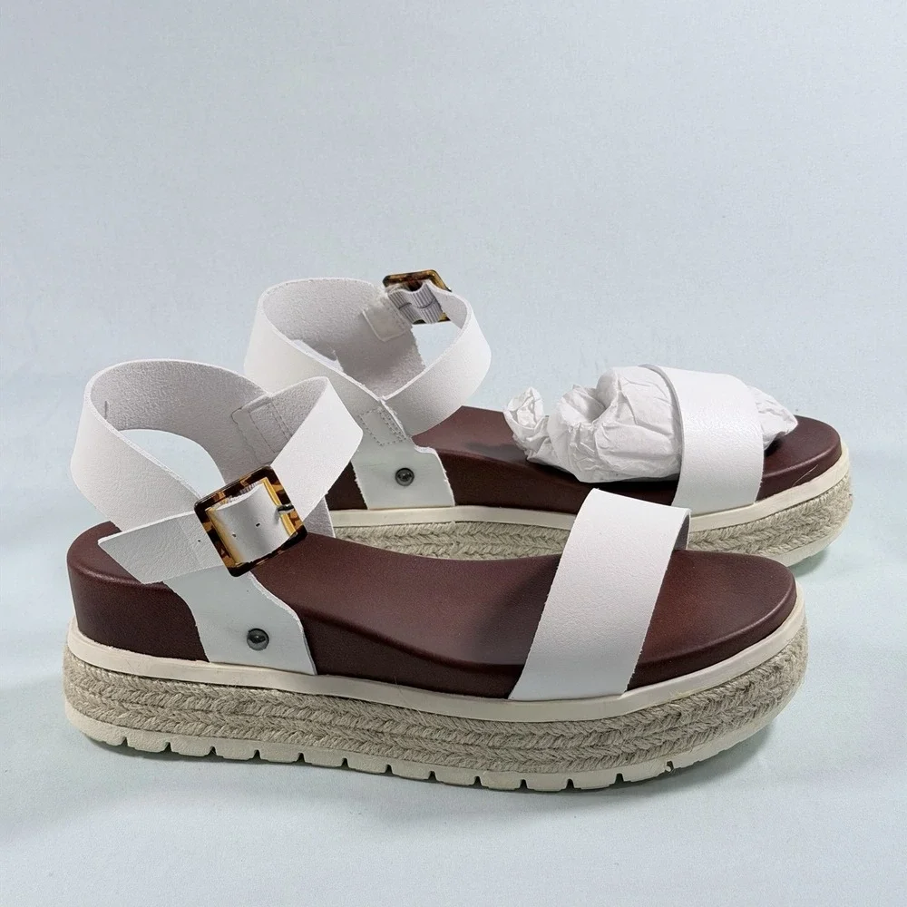MIA Size-7.5M Womens Kiera Espadrilles Wedge Sandals White